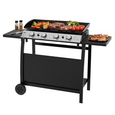 4 Burner Gas BBQ Plancha with Detachable Trolley