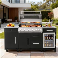 6 Burner Gas Grill BBQ with Full Kitchen Set