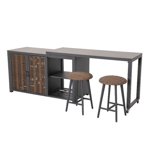 Outdoor Kitchen BBQ Table and Bar Stool Set