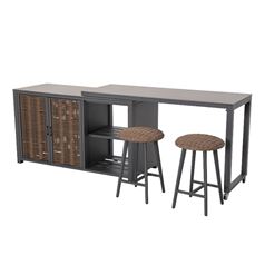 Outdoor Kitchen BBQ Table and Bar Stool Set