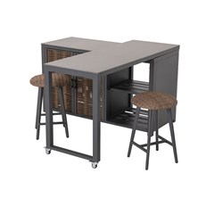 Outdoor Kitchen BBQ Table and Bar Stool Set