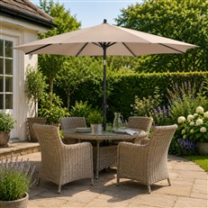 Riva round garden parasol in taupe