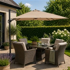 Challenger garden parasol creating shaded area