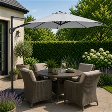 Garden parasol creating shade