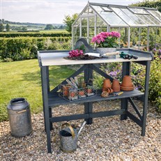 Garden Potting Table with Zinc Plated Worktop