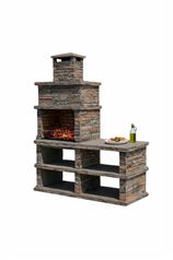 Londres Dark Stone Charcoal BBQ with Side Table and Shelving