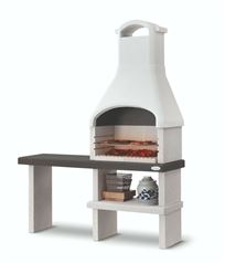 Orlando Masonry BBQ Grill - Wood or Charcoal Fired in grey and White