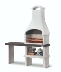 Orlando Masonry BBQ Grill - Wood or Charcoal Fired in grey and White