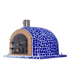 Horacio Wood Fired Outdoor Mosaic Oven – Handmade Clay Pizza & Bread Oven Blue