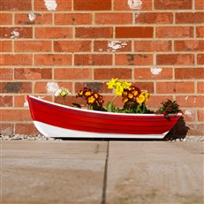 Nautical Red Boat Wall Planter - Fibreglass Hanging Cobble Boat for Garden & Home Decor