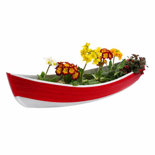 Nautical Red Boat Wall Planter - Fibreglass Hanging Cobble Boat for Garden & Home Decor
