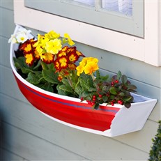 Nautical Red Boat Wall Planter - Fibreglass Hanging Cobble Boat for Garden & Home Decor