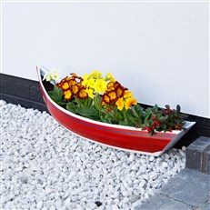 Nautical Red Boat Wall Planter - Fibreglass Hanging Cobble Boat for Garden & Home Decor