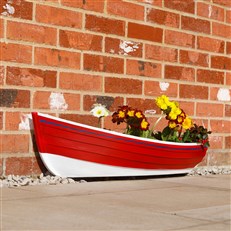 Nautical Red Boat Wall Planter - Fibreglass Hanging Cobble Boat for Garden & Home Decor