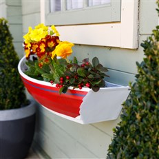 Nautical Red Boat Wall Planter - Fibreglass Hanging Cobble Boat for Garden & Home Decor
