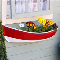 Nautical Red Boat Wall Planter - Fibreglass Hanging Cobble Boat for Garden & Home Decor