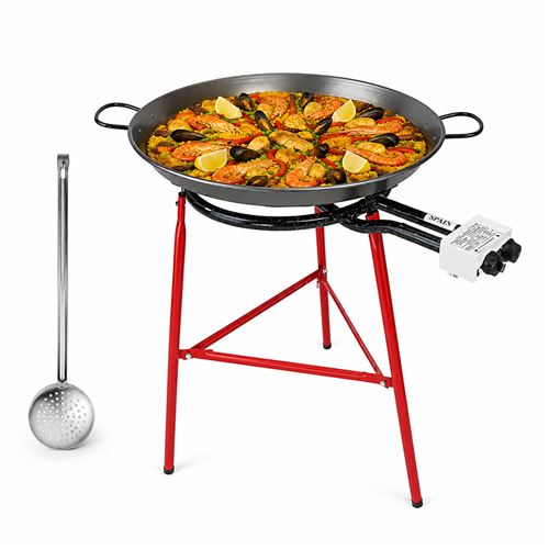 60cm Paella Pan with Legs, Burner and Spoon