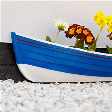 Nautical Blue Boat Wall Planter - Fibreglass Hanging Cobble Boat for Garden & Home Decor