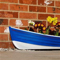 Nautical Blue Boat Wall Planter - Fibreglass Hanging Cobble Boat for Garden & Home Decor