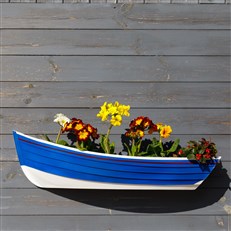 Nautical Blue Boat Wall Planter - Fibreglass Hanging Cobble Boat for Garden & Home Decor